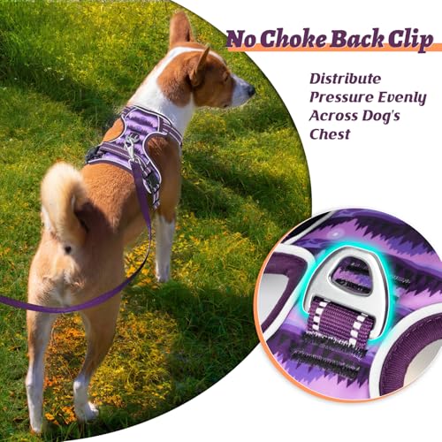 Image of HEELE Dog Harness, No Pull Adjustable Padded Reflective Harness for Small Medium Large Dogs with Handle for Walking Training, Moon Night, M