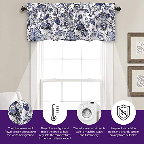 Lush Decor Cynthia Jacobean Floral Print Single Curtain, 18" L Valance, Blue, W 52" x L 18" (1 Panels) - Image 2