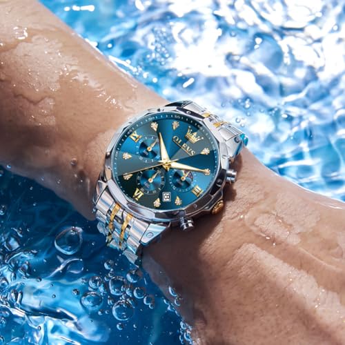 Image of OLEVS Men Watch Business Dress Diamond Luxury Watch Luminous Easy to Read Date Waterproof Stainless Steel Quartz Analog Simple Dress Watch