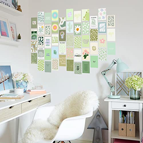 Image of Sage Green Room Decor Aesthetic, Sage Green Home Decor Wall Art for Bedroom, Preppy Room Decor for Teen Girls, Cute Prints for Dorm Decor