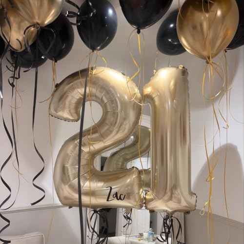 Image of Champagne Gold 9 Balloon Number,40 Inch Light Gold 9 Balloons Big Foil Mylar Helium Number 9 Balloon for Birthday Party Anniversary Decorations