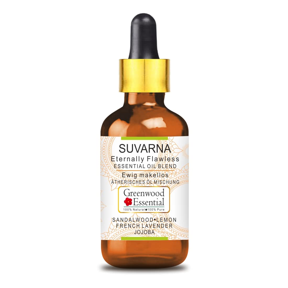 Greenwood Essential Suvarna Fair & Flawless Mélange d'huiles essentielles de bois de santal, de lavande française et de citron dans de l'huile de jojoba 50 ml