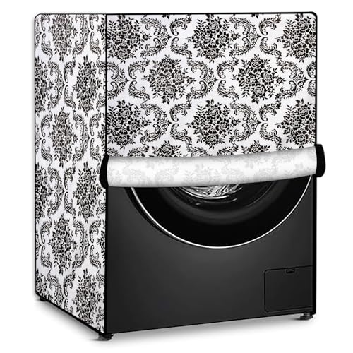 Image of Stylista Washing Machine Cover Compatible for Bosch 8 kg Front Load WAT24463IN Floral White & Black