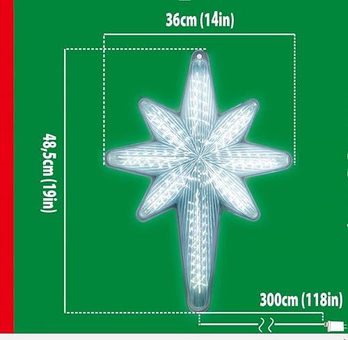 Miniatura 6 de Estrella de Belén de 20 pulgadas, 44 LED, luz colgante de estrella de Navidad para exteriores, uso como decoración de vacaciones, luz de porche,