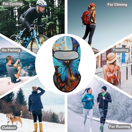 Máscara facial de pasamontaña con diseño de mariposa grande para hombre y mujer, protección solar, transpirable, cubre todo el cráneo para senderismo, ciclismo, correr, conducir miniatura 6