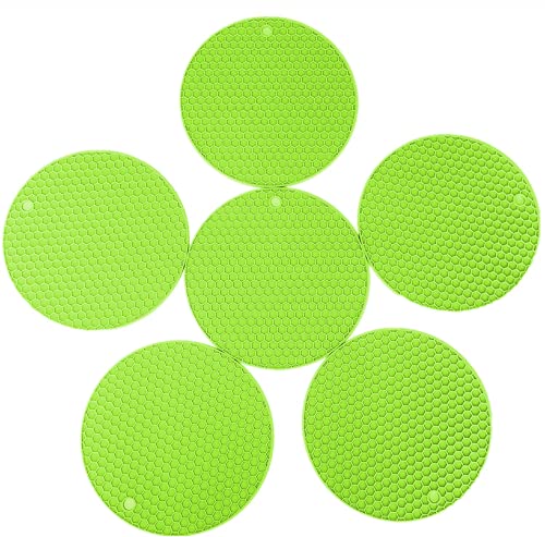 Image of Countertop Protector Heat Resistant Trivets for Hot Pots and Pans - Non-Slip Insulated Heat Pads for Kitchen Counter Green Pack of 6