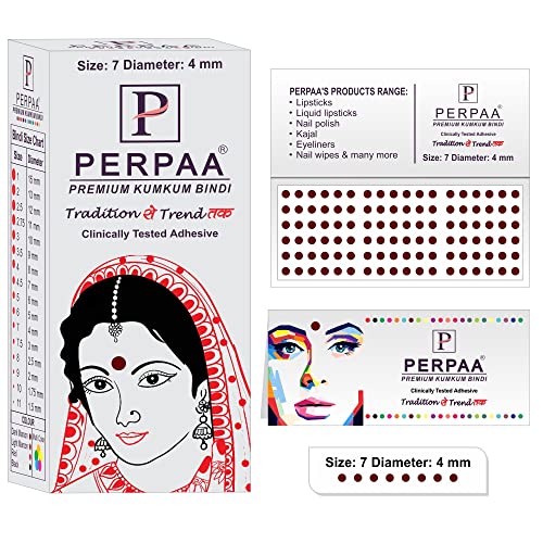 Image of PERPAA Kumkum Dark Maroon Round Bindi Book for Ladies Forehead Pack of 2-15 Flaps Each Box (Stick On) (07, Diamtere 4mm)