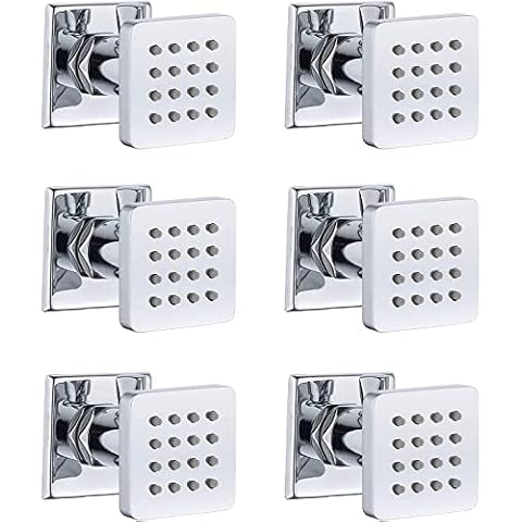 Delnet Shower Body Jets Brass Chrome Square Spa Massage Showerhead Sprayer Nozzles Adjustable Shower Body Sprays with Independent Switch Cover