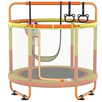 LANGXUN 60\" Trampoline for Kids, 5ft Toddler Mini 6-in-1 Trampoline Indoor Outdoor with Swing, Basketball Hoop, Dart Board, Gymnastics Bar, Rings, Christmas Toys Birthday Gifts for Girls Boys Age 1-8
