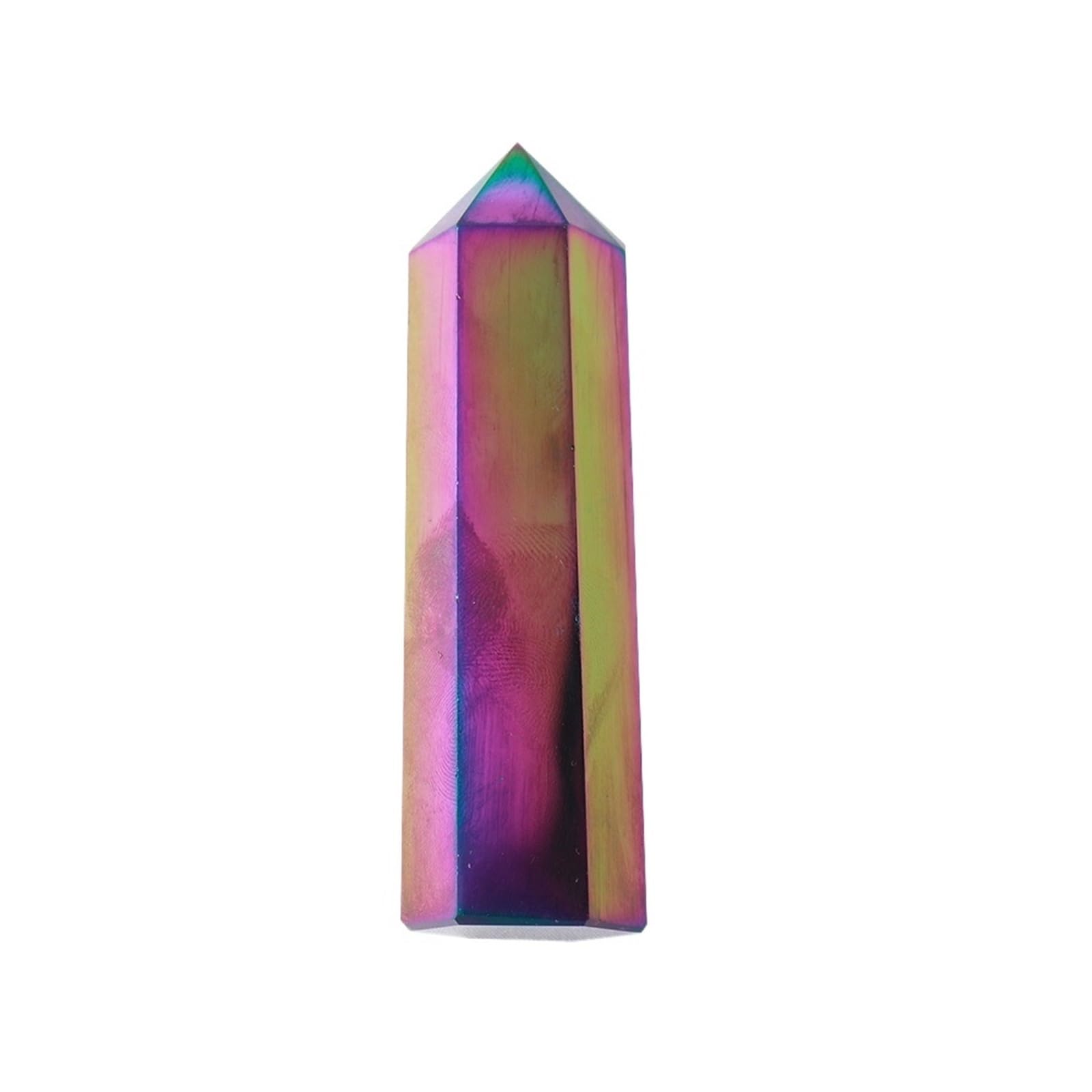 KJEBVHIRS Electroplating Rainbow Obsidian Crystal Hexagonal Column Obelisk Crystal Stone Ornaments