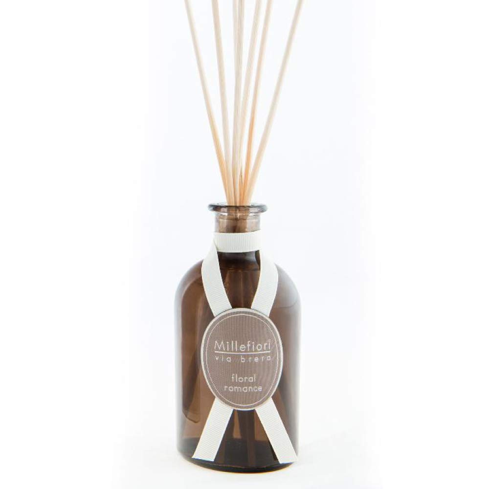 Millefiori Milano Floral Romance Via Brera Diffuser with Stick, Brown, 7.8 x 7.5 x 30.7 cm