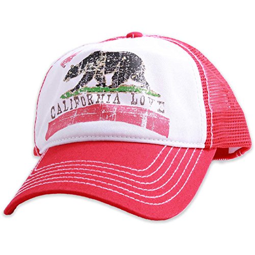 California Love Distressed Youth Pit Stop Twill Trucker Hat - Red