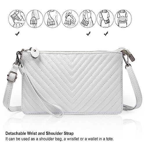 Image of befen Genuine Leather Wristlet Clutch Wallet Purses Small Crossbody Bags for Women with RFID Blocking Card Slots