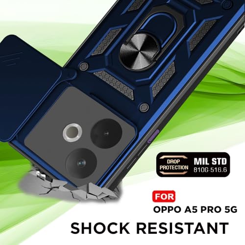 Image of AIBEX Back Cover for Oppo A5 Pro 5G | D10 Tough Armor Case | Sliding Camera Shield | 360 Protection | Kickstand Ring Holder | Military-Grade Shockproof Bumper Case