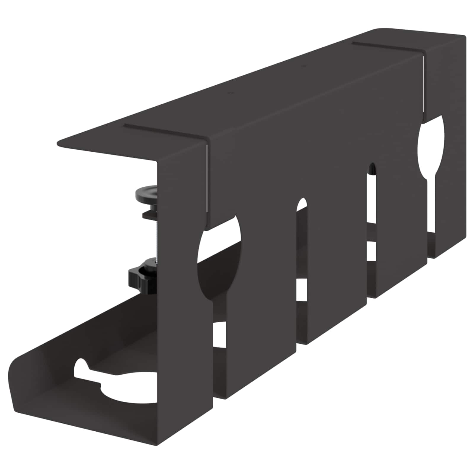 Gestione dei cavi sotto la scrivania, set da 2 pezzi, vassoio per organizzare i cavi per ciabatta elettrica e adattatore, in acciaio, nero, 43 x 10 x 15 cm