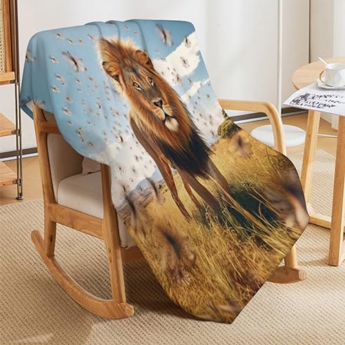 Manta de forro polar de león acolchada, el regalo ideal para sofá 5