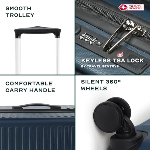 Image of Assembly Luggage Trolley Set of 2- Medium Check-in + Check-in Large with TSA Locks & 8 Spinner Wheels, Spacious Polycarbonate Hard Shell Trolley Bags for Business Travel & Vacations, Blue, 24+28 Inch