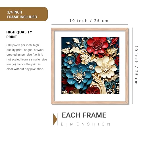 Image of kotart Painting for Wall Decoration - Floral Painting for Living Room Bedroom Office Room Decor - Premium Digital Paintings with Frame for Home Decoration - Set of 2 Multicolor paintings (10x10 inch, D)