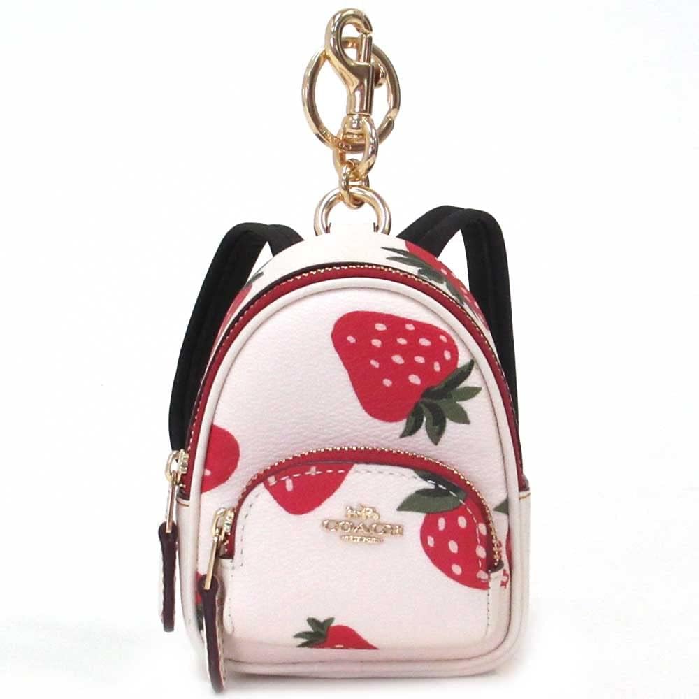 Coach Mini Court Backpack Bag Charm With Wild Strawberry