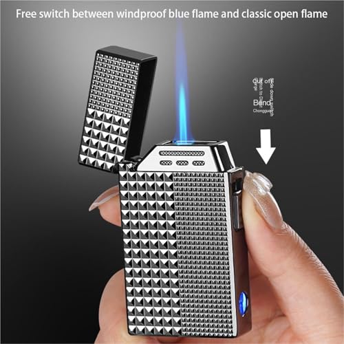 Encendedor de butano de doble llama regulable con tanque visible para moxibustión y hogueras 4