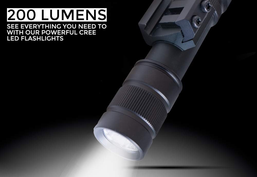 Monstrum F200 200 Lumens Flashlight with Remote Pressure Switch and Picatinny Rail Mount | for Rifles and Shotguns