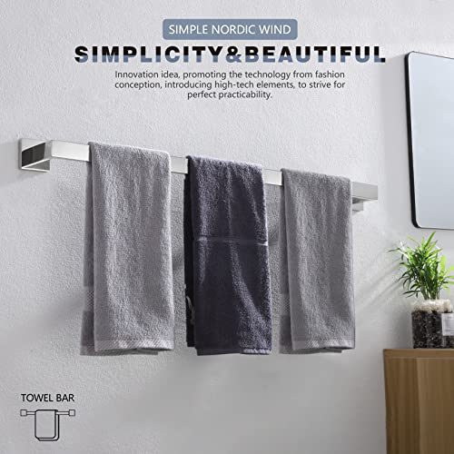Image of KOKOSIRI 32-Inch Single Towel Bar, Bathroom Kitchen Towel Holder, Wall Mounted SUS304 Stainless Steel Towel Rack, Polished Chrome, B4003CH-L32