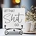 Let That Go Bathroom Decor, Funny Wooden Sign for Bathroom Toilet, Humorous Wood Sign Plaque Decor, Personalised Bath Wooden Signs Gift, 5x5 Inches -E43