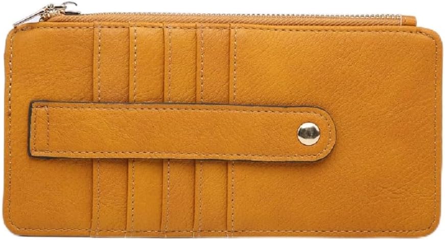 JEN & CO. Saige Wallet, Mustard - Slim Wallet for Women, Compact Credit Card Holder with Card Slots, Small Wallets