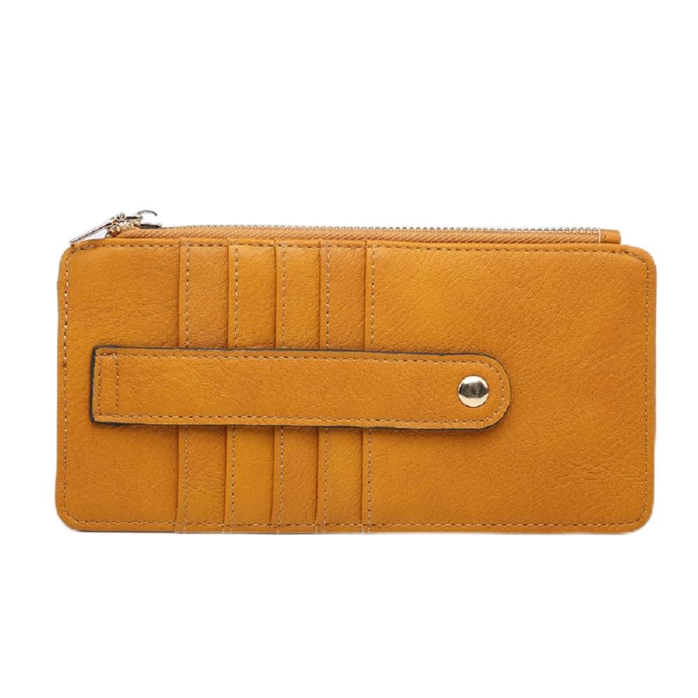 JEN & CO. Saige Wallet, Mustard - Slim Wallet for Women, Compact Credit Card Holder with Card Slots, Small Wallets