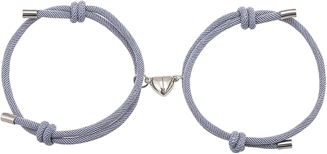 Couple Magnetic Bracelets, Relationship Bracelet Couple Gifts for Boyfriend Girlfriend Men Women and Your Lover, 2 PCS Mutual Matching Couple Bracelets with Love Heart Pendant