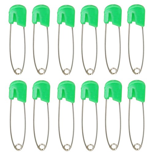 LEFV Diaper Pins 1.5inch Cloth Nappy Safety Pins,Pack of 25 (Green)