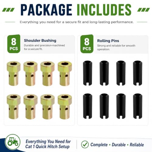 Image of Cat 1 Quick Hitch Adapter Bushings Kit Fit for CateCat 1 Quick Hitch Adapter Bushings Kit Fit for Category 1-3 Point Tractors Use Quick Attach Adapters with Pins (4 Pairs)
