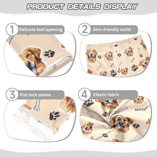 Cute Puppy Face Brown Girls Leggings Soft Comfortable Athletic Leggings Dancing Pants for 4-10 Years3