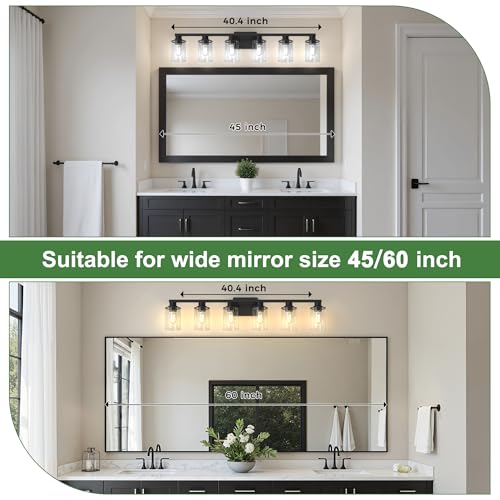Image of DORESshop Bathroom Vanity Light Fixture Over Mirror 6-Light Black