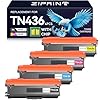 ZIPRINT 4-Pack TN436 Toner Compatible with Brother TN436BK TN433 TN431 TN436C TN-436 TN-431 TN-433 TN 436 TN 431 Super High Yield 6500 Pages for MFC L8900CDW, HL L8360CDW, HL L8260CDW, HL L9310CDW