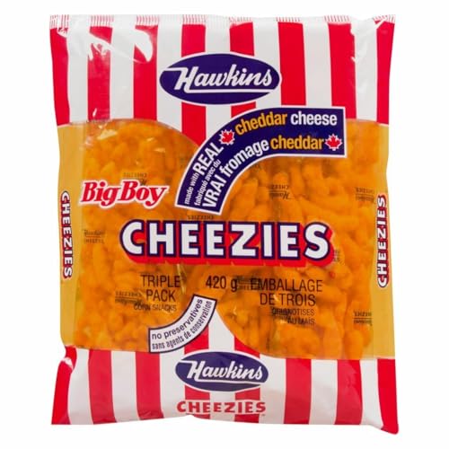 Hawkins Made with Real Cheddar Cheese Cheezies, Big Boy Triple Pack 420g, 14.8oz , Made in Canada
