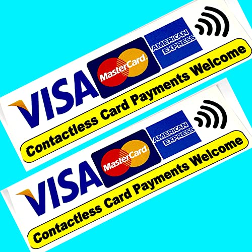 2X Tarjeta sin contacto Pagos Bienvenida Visa MasterCard Tarjeta de Crédito Pegatina Impreso Vinilo Tienda Taxi