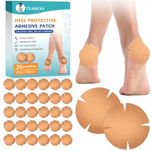 TEAWOO 30PCS Patented Cracked Heel Treatment Patches New Upgraded Cracked Heel Repair Bandage (80mm x 80mm)