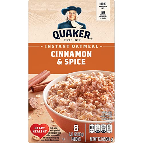 Image of Quaker Instant Oatmeal, Cinnamon & Spice, 1.51oz Packets (8 Pack)