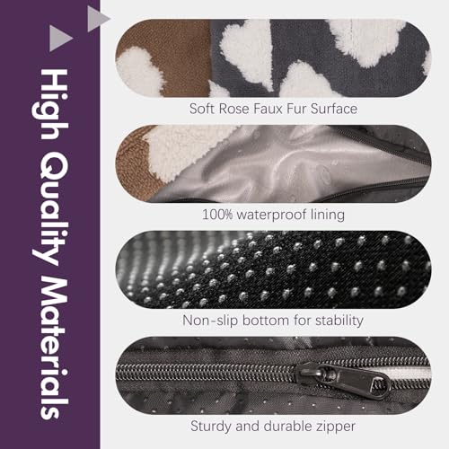 Image of Faux Fur Dog Bed Covers - Ultra Soft Rose Velvet, Removable & Washable, Cozy & Durable,Large Pet Bed Cover Only (No Filling) - Gray, (Cloud Dark Gray, 42 inch L x 28 inch W x 4.5 inch Th)