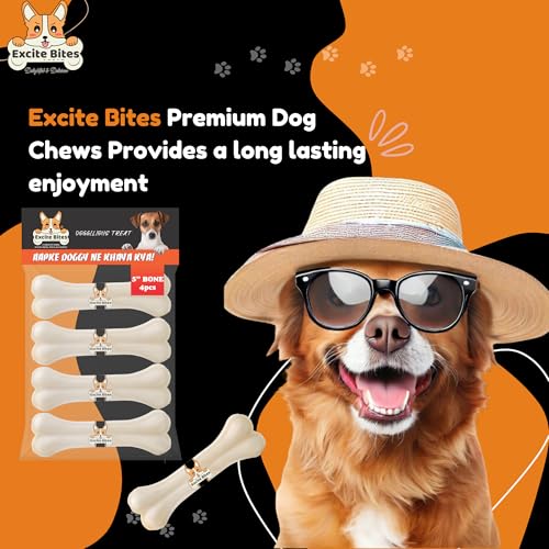 Image of Excite Bites Excite Bites Dog Rawhide Bones (Dog Chews) (Size 5 inch) (4Pcs), White, 200 g (Pack of 4)