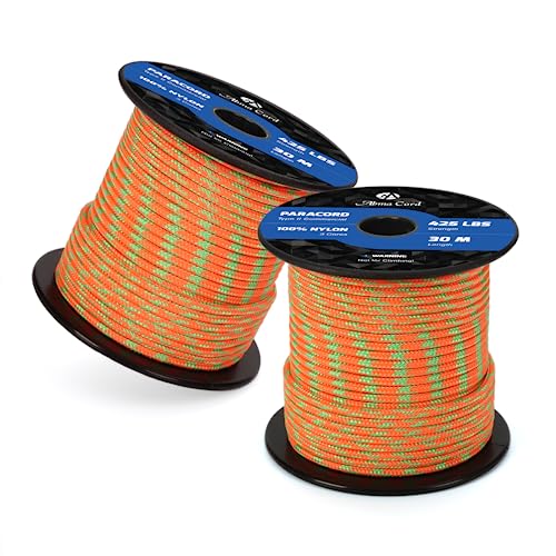 Abma Cord Paracord 425 lbs 3mm 100% Nylon 30M - Neon Orange & Neon Green