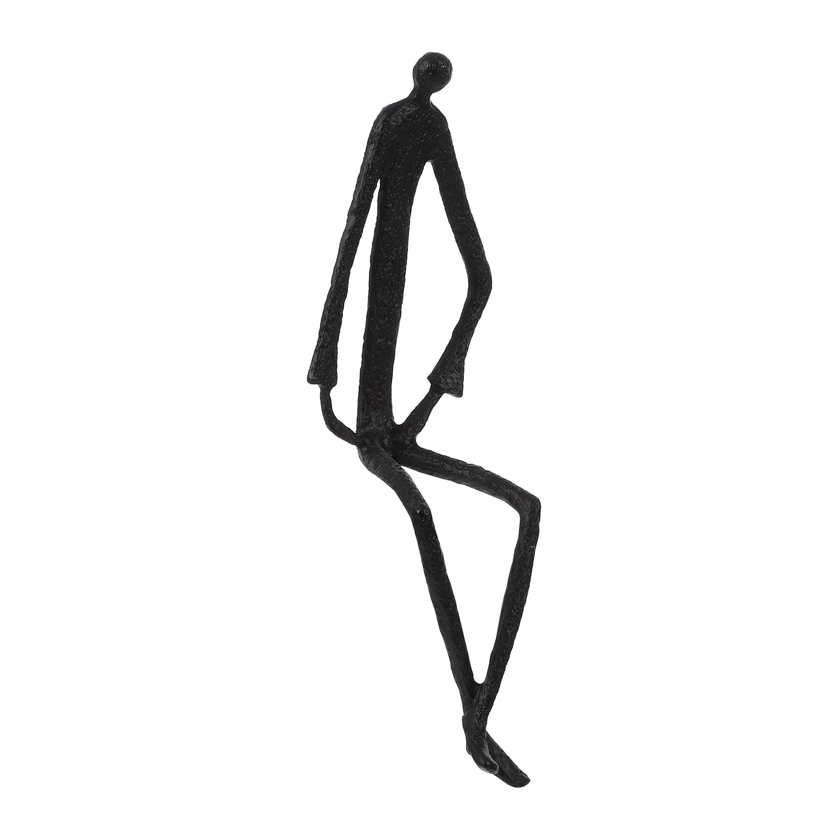 Sculpture abstraite assise en fer forgé noir pour décoration intérieure