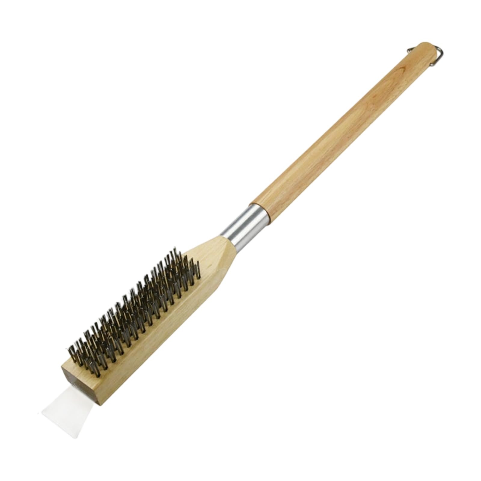Buxuaaaa Steel Bristles Cleaning Brush with Scraper and Removable Head for Pizza Oven Grills Stone Daily Cleaning Professional Baking Stone Brush