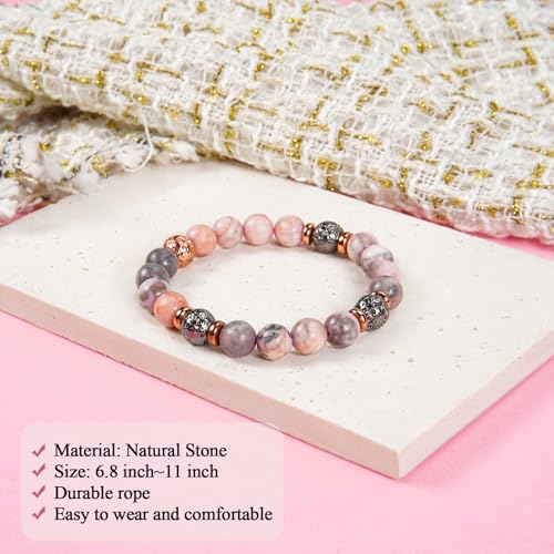 Birthday Gift for Her,Bracelets for Her,Natural Stone Bracelets for Daughters and Granddaughters.Handcrafted Elastic String Crystal Gem Beads.3