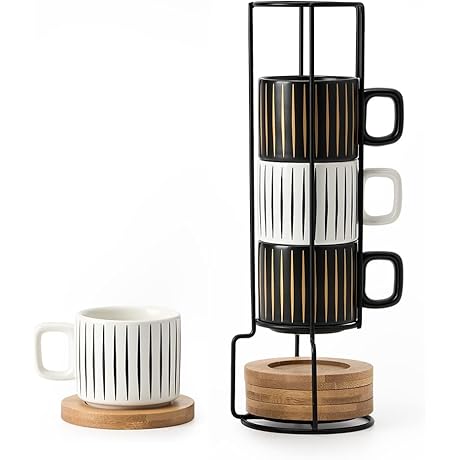 LUKA Porcelain Espresso Cup with Saucer and Metal Stand