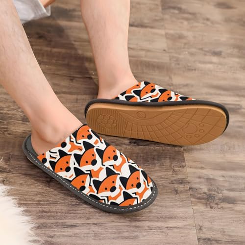 visesunny Women Men's Fuzzy Slippers Plush Warm Winter Orange Fox Cartoon Vector Cozy House Slippers Comfy Indoor Shoes4