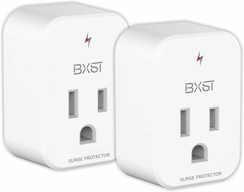 BXST Single Outlet Surge Protector, Refrigerator Surge Protector Wall Socket,Ground Protected Light Indicator for TV, Air Conditioner, Washing Machine and Home Appliances,15A 1800W, 2 Pack