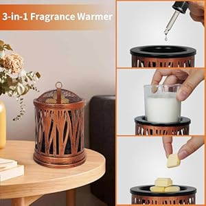 LIFFY Wax Melt Candle Warmer - Electric Wax Melter with Lamp & Timer, Fragrance Warmer, Oil Burner, Aromatherapy Essential for Home & Office, Wax Warmer for Scented Wax Gift & Decor (Copper) LIFFY Wax Melt Candle Warmer Electric Wax Melter with Lamp Timer Fragrance Warmer Oil Burner Aromatherapy Essential for Home Office Wax Warmer for Scented Wax Gift Decor Copper