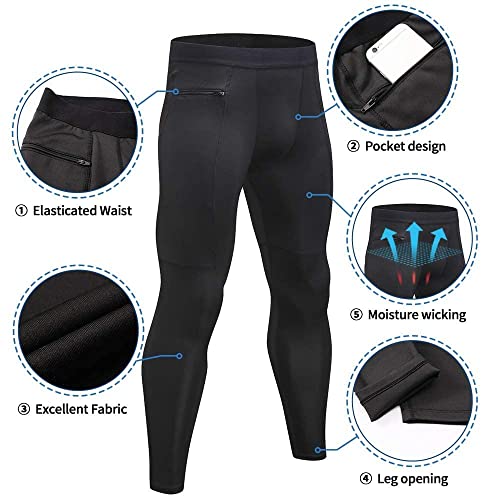 Wragcfm Compression Pants Mens Leggings,Compression Tights For Men Workout Athletic Running Sports Gym Basketball Leggings Yoga Pants Quick Dry Black,Xl #TOP1